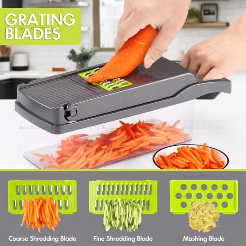 Multifunctional Portable Kitchen Chopper Vegetable Shredder Slicer, Potato Carrot Grater, Fruit Veggie Home Food Processor - 6
