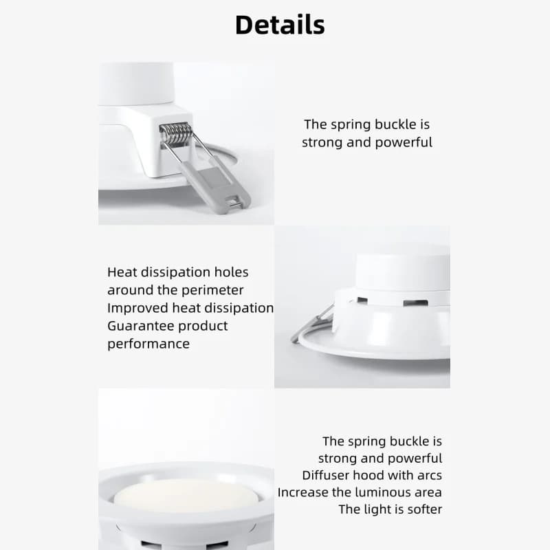 إضاءة سقف مدمجة من Yeelight، LED، أبيض دافئ/أصفر دافئ، سهلة التركيب، درجة حرارة لون 3000K/4000K، جهد 220V - 6