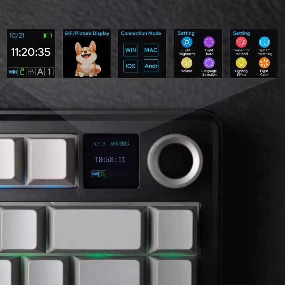 لوحة مفاتيح ميكانيكية للألعاب AULA F75 MAX سلكية/بلوتوث/2.4G لوحة مفاتيح رياضية إلكترونية RGB قابلة للتبديل السريع مع شاشة TFT للكمبيوتر/Mac ﻿ - 2