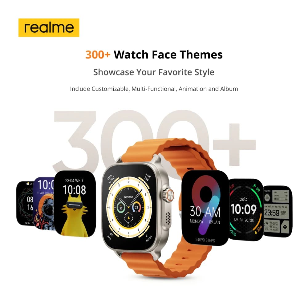 ساعة realme Watch 5 الذكية الإصدار العالمي شاشة 1.97 بوصة AMOLED مراقبة الرياضة والصحة عمر بطارية 14 يوم IP68 بلوتوث 5.3 - 3
