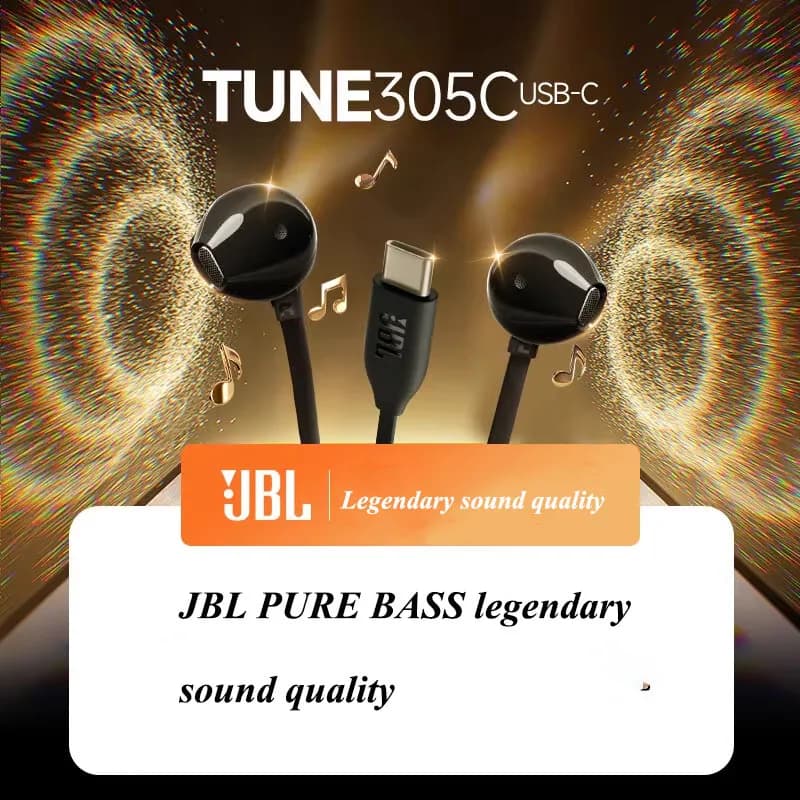 سماعات رأس JBL TUNE 305C فوق الأذن مع ميكروفون واجهة Type-C صوت عالي الجودة تصميم شبه مفتوح ملحقات السماعة - 2