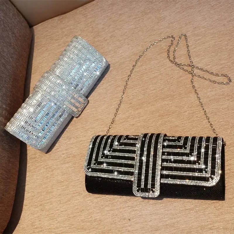 Factory Direct Sales Stick Diamond Three Discount Dinner Bag Hand Armpit Chain Wedding Party Crystal Evening Clutch Bag - 6