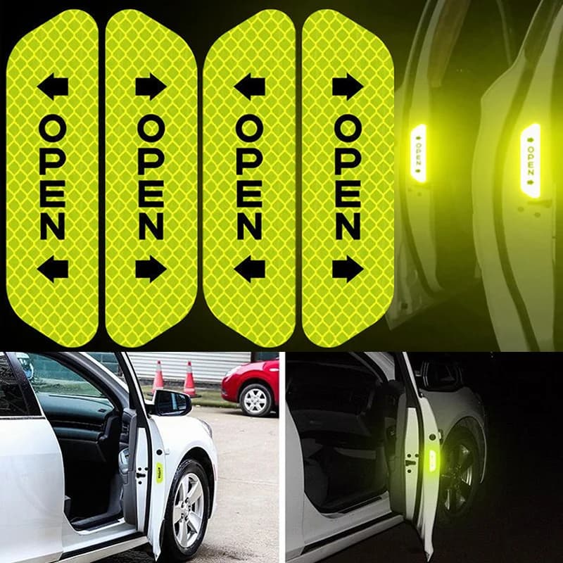 Universal Car Door Sticker Night Reflective Safety Opening Warning Reflector Tape Decal 4Pcs Per Set Accessories - 6