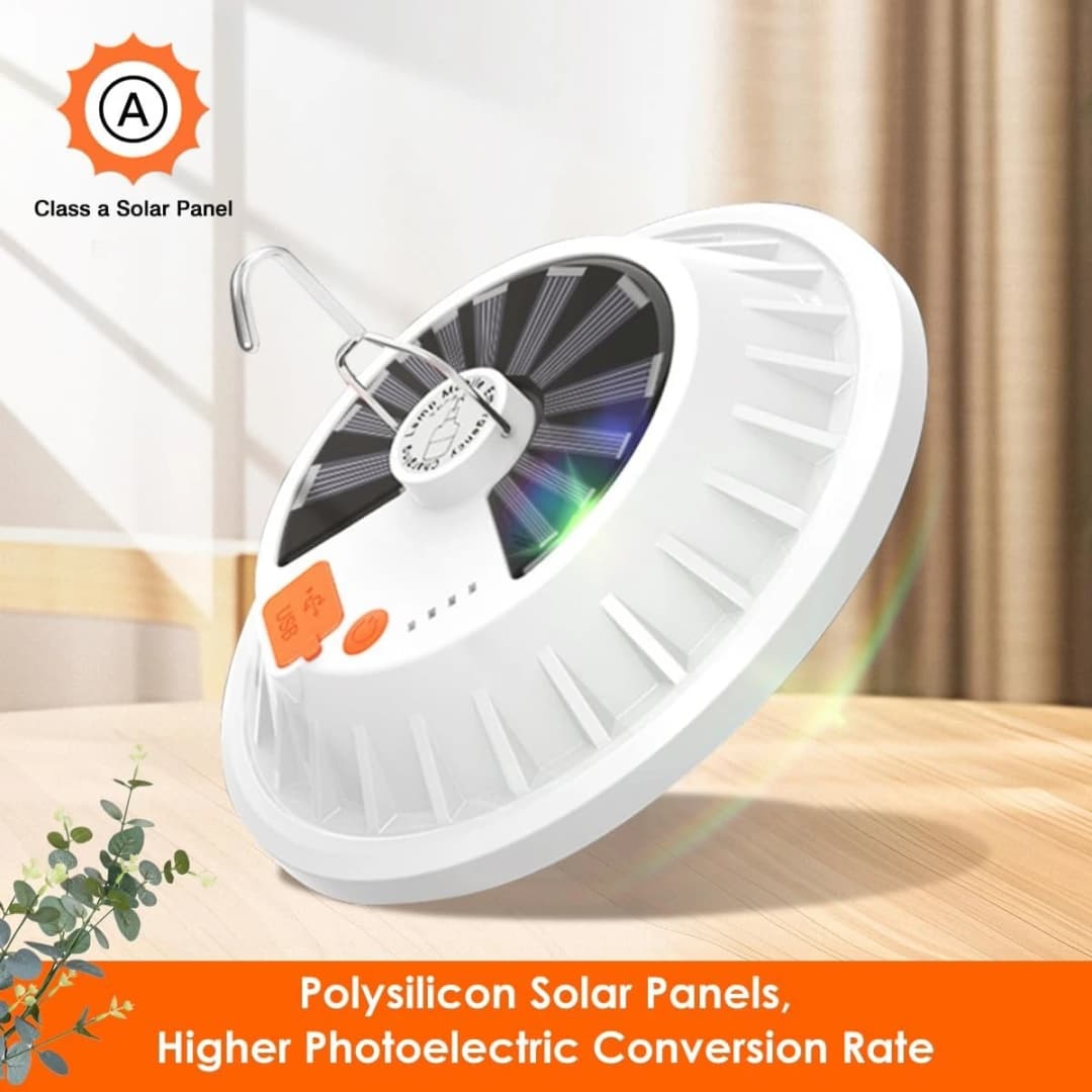 لمبة LED قابلة لإعادة الشحن عبر USB، مصباح تخييم محمول يعمل بالطاقة الشمسية، إضاءة طوارئ ليلية، مع جهاز تحكم عن بعد اختياري - 5