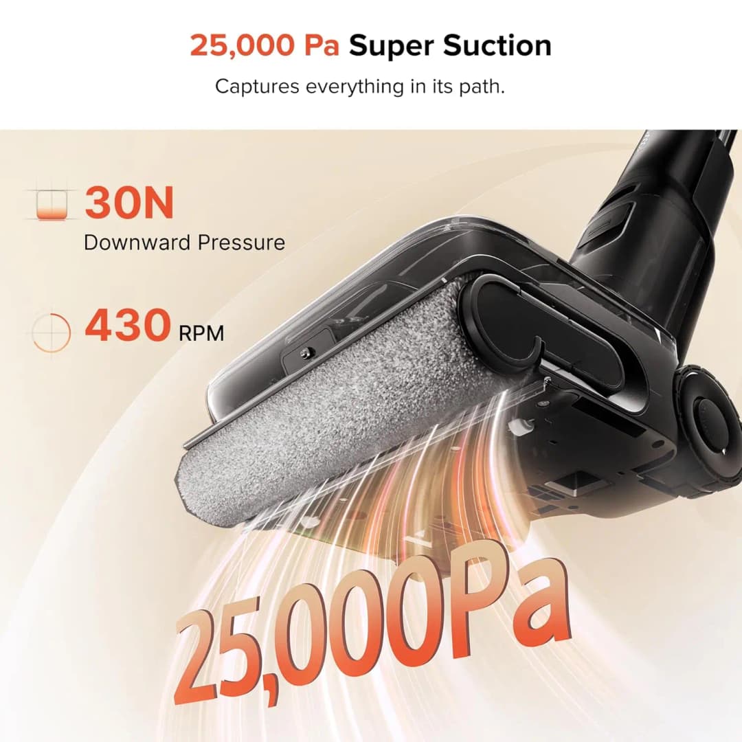 جهاز Roborock الرسمي F25 ACE Pro رغوة مبللة وجافة لتنظيف الأرضيات آلة غسيل الأرضيات بلاط خشب صلب سجادة عناية لطيفة 180° استلقاء مسطح - 6