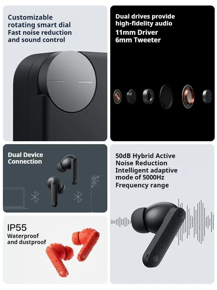 Cmf By Nothing Buds Pro 2 Earphone Anc Noise Reduction Bluetooth Earbuds waterproof Cmf Buds Pro2 Ip55 Enc Earphones Headset - 2