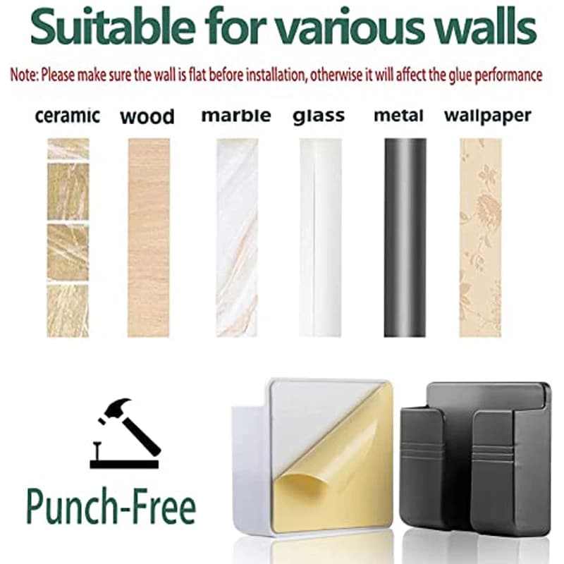 4/2/1 قطعة متعددة الوظائف لكمة الحرة الحائط صندوق تخزين المنظم التلفزيون التحكم عن بعد شنت الهاتف المحمول التوصيل شحن حامل - 5