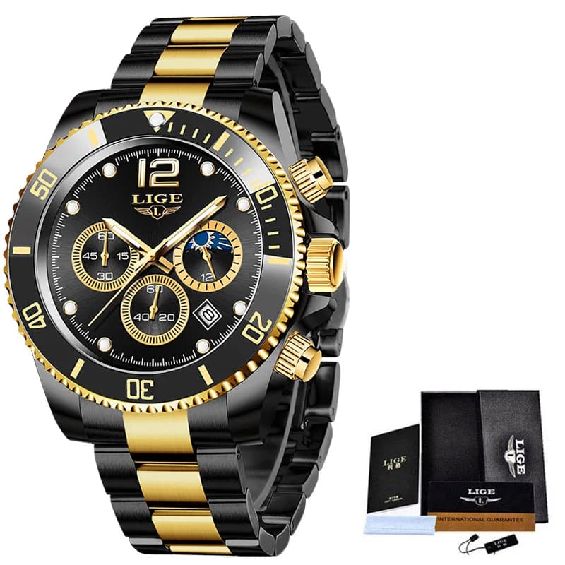 LIGE Men Watch Fashion Full Steel Military Waterproof Quartz Watches for Men Top Brand Luxury Military Chronograph Montre Homme - 6
