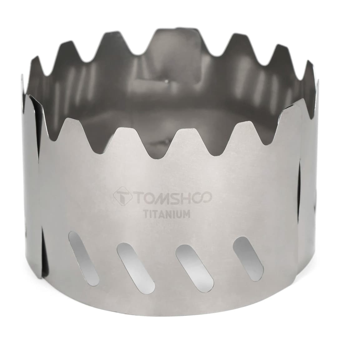 Tomshoo Portable Titanium Wind Shield for Gas Stove Alcohol Stove Ultralight Rack Stand Windscreen for Outdoor Camping Hiking - 2