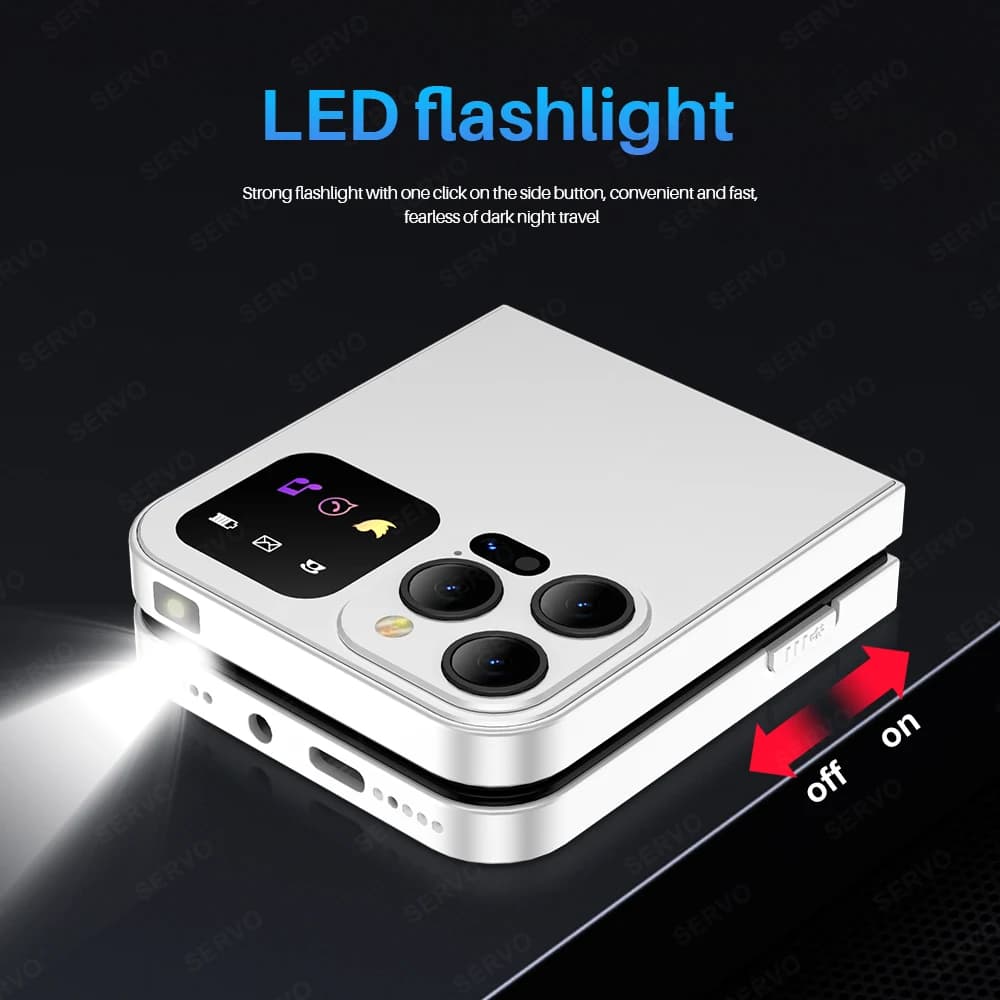 SERVO A50 PRO هاتف محمول قابل للطي بشاشة 2.4 بوصة اتصال سريع تسجيل المكالمات قائمة سوداء شريحتين مفتوح قابل للطي إصدار جديد - 3