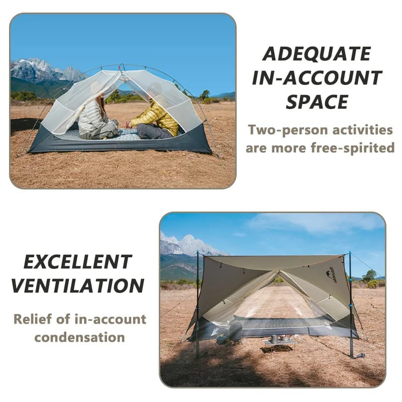 خيمة تخييم من Naturehike Mongar 2 UL/PRO لشخص إلى 3 أشخاص مقاومة للماء خفيفة الوزن مناسبة للمشي لمسافات طويلة - 3