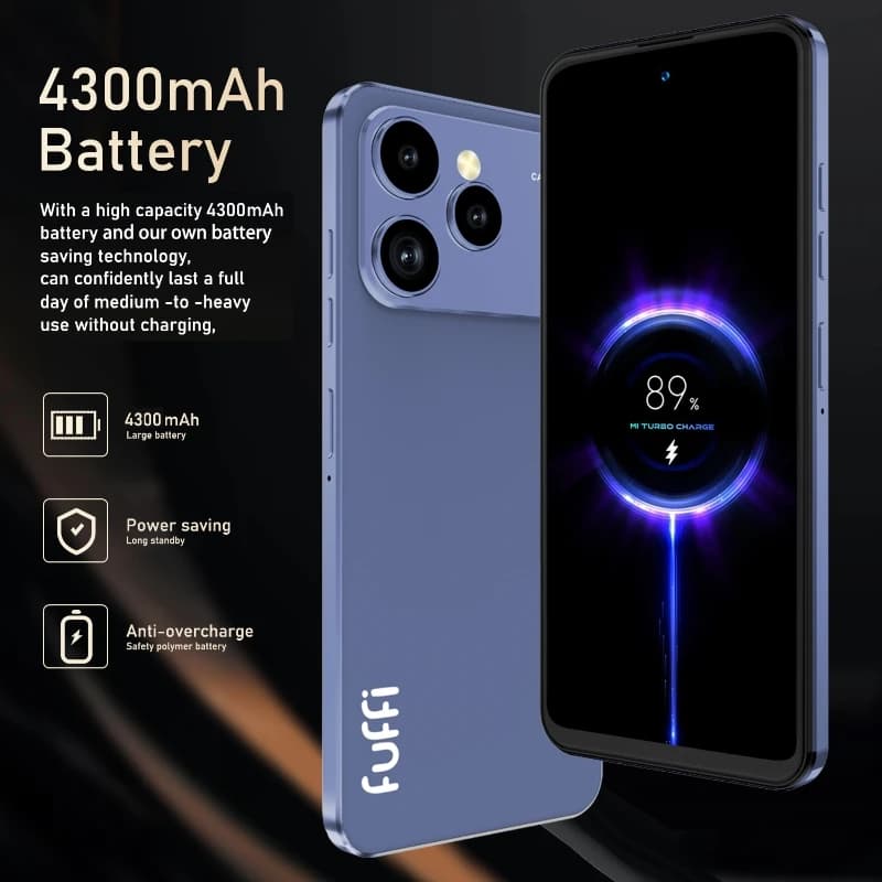 هاتف فوفي جلوبال فيجن i17 برو ماكس الذكي بنظام أندرويد، 8 جيجابايت رام، 256 جيجابايت روم، شاشة 6.56 بوصة، كاميرا 24+48 ميجابكسل، شبكة الجيل الخامس - 5