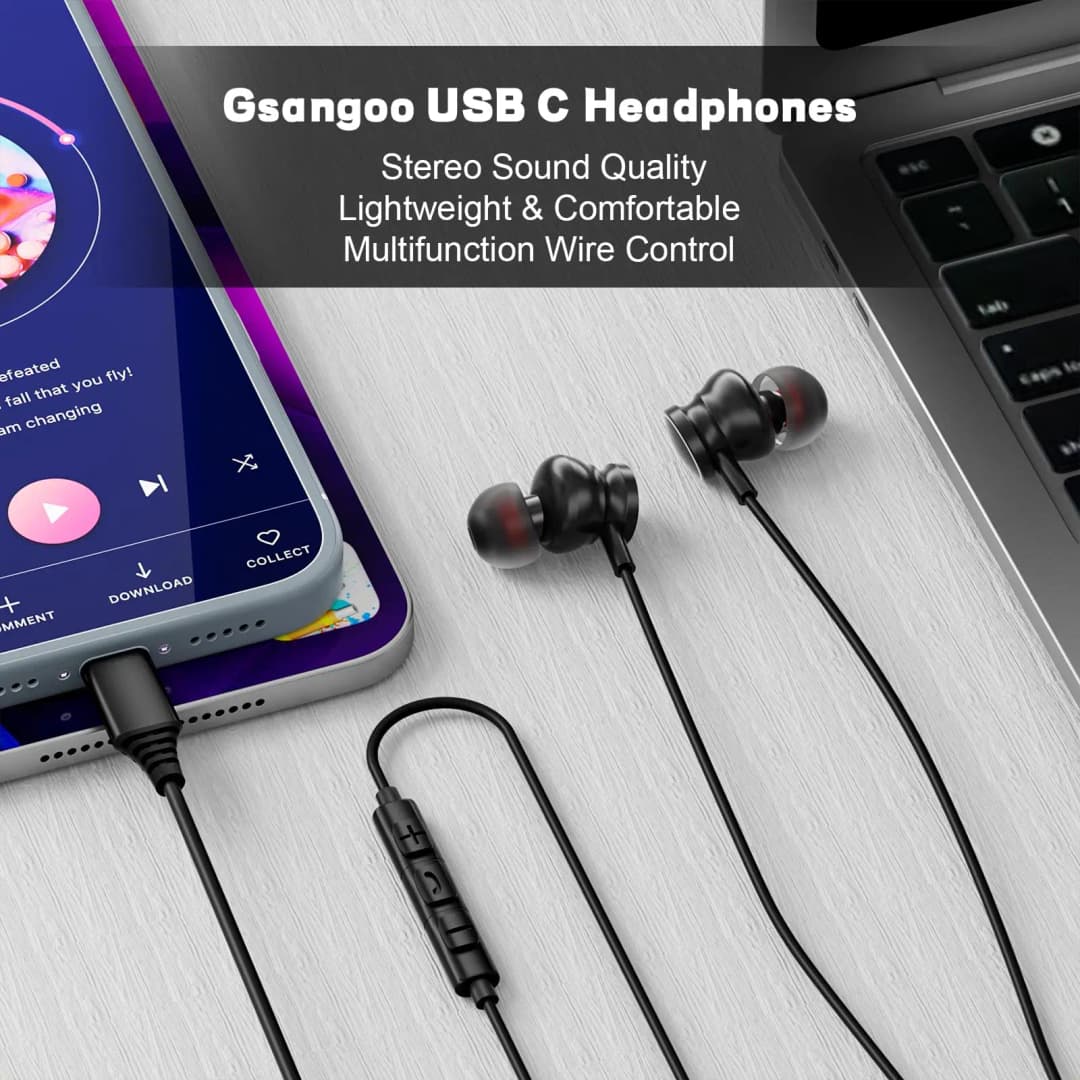 Type C Wired Headphones 3.5mm HiFi Noise Canceling Earphones For Samsung iPhone 17 16 15 Xiaomi Huawei Computer Tablet Headset - 2