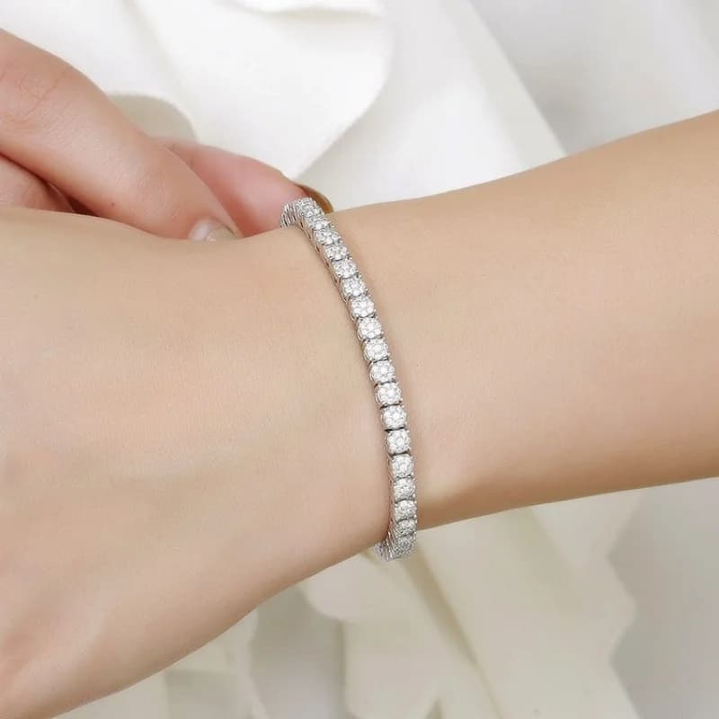 Women's Fashion 4mm Zirconia Tennis Bracelet Crystal Charm Designer Thin Chain Wedding Jewelry - 2