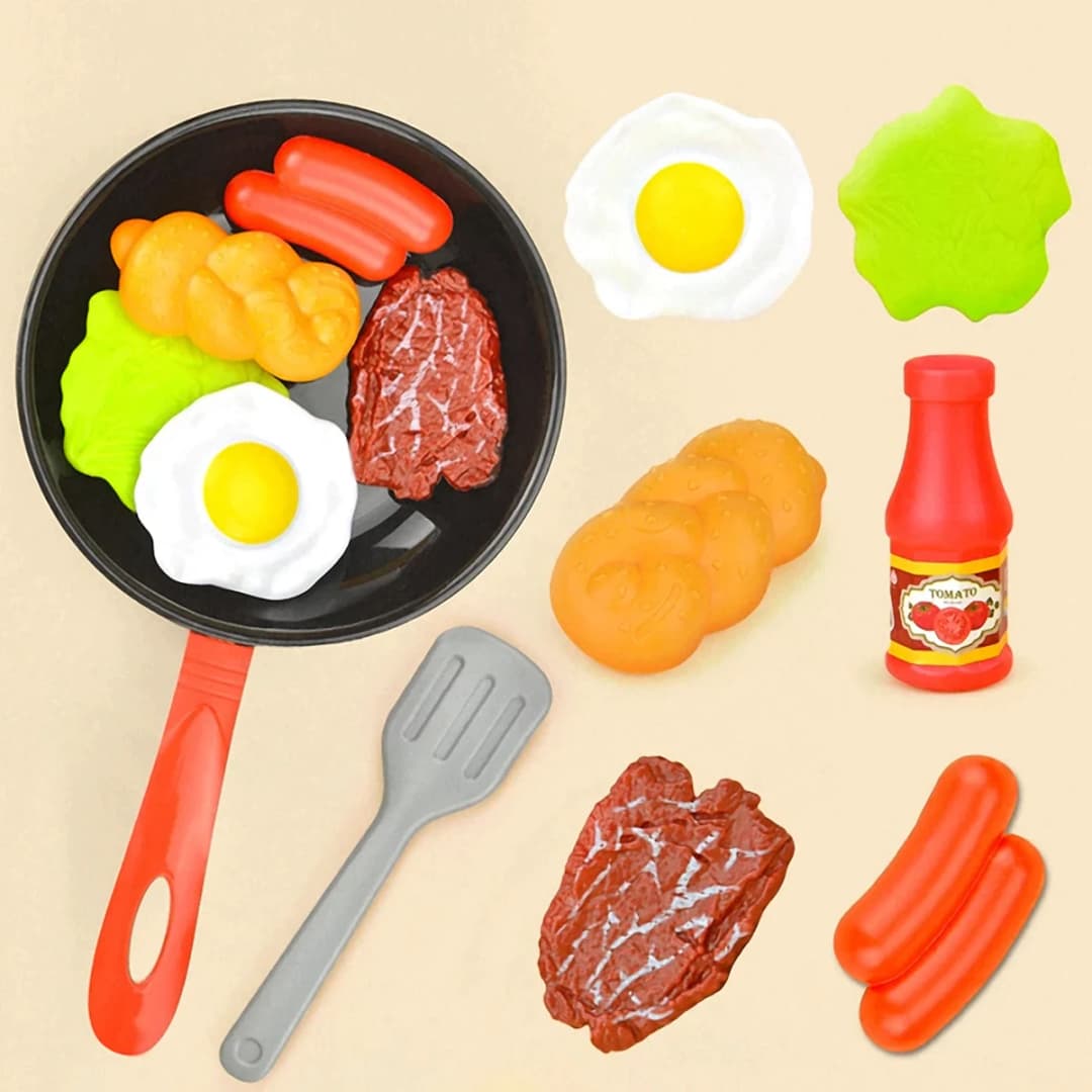8PCS Kitchen Food Toys for Kids Simulation Kitchenware Pretend Play Steak Vegetable Pot Bread Hot Dog Food Children Girl Toy - 2