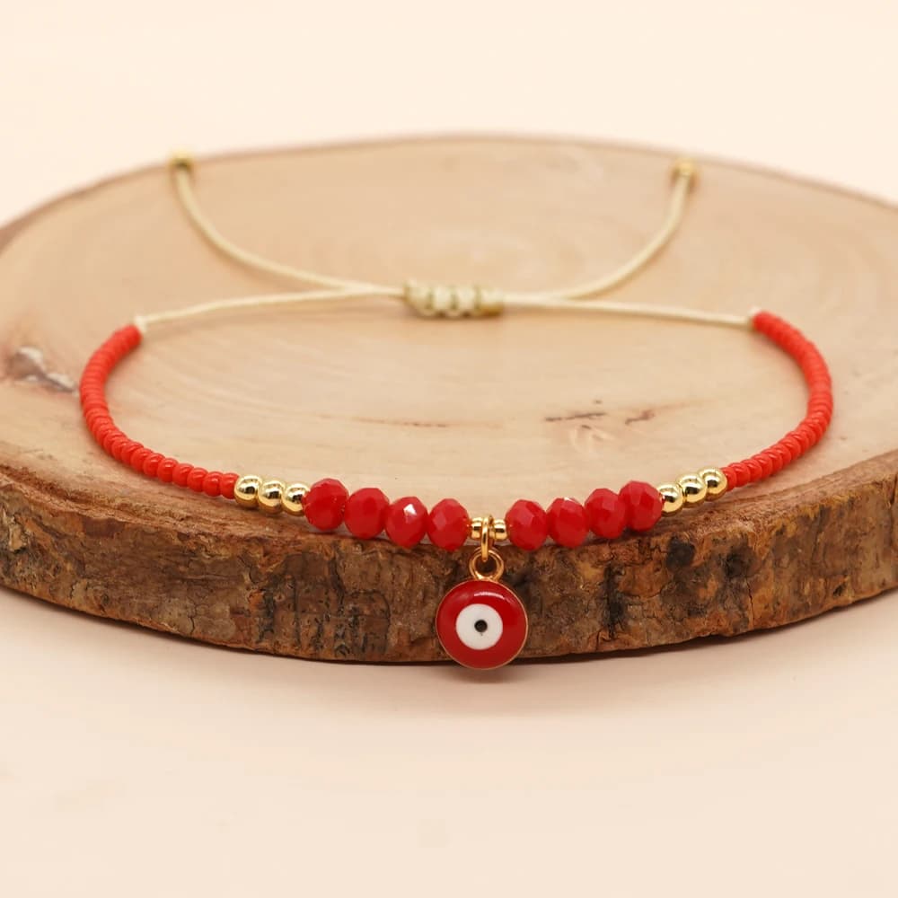 أسورة كريستال ملونة بعين الحسد من Go2boho أسورة خرز ميوكي يدوية الصنع مجوهرات بوهو موضة نسائية - 3