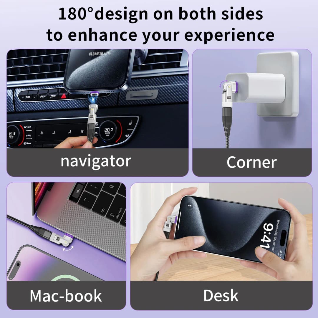 USLION 240W Magnetic Adapter USB C to Type-C Fast Charging Cable Type C Female Converter for Macbook iPhone 16 15 Xiaomi - 6