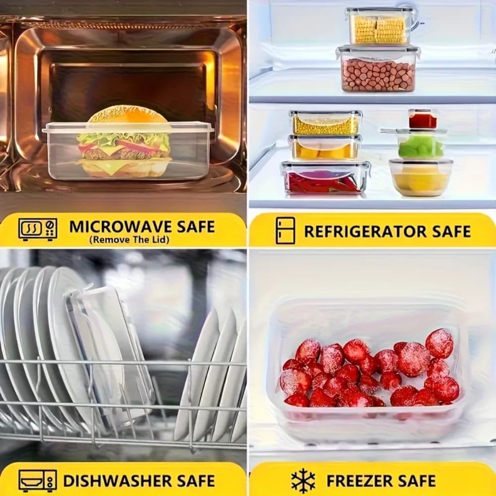 8-PC BPA-Free Airtight Food Containers with Locking Lids - Microwave/Freezer Safe PP Plastic Storage for Dry Goods/Fruit/Veggies - 4