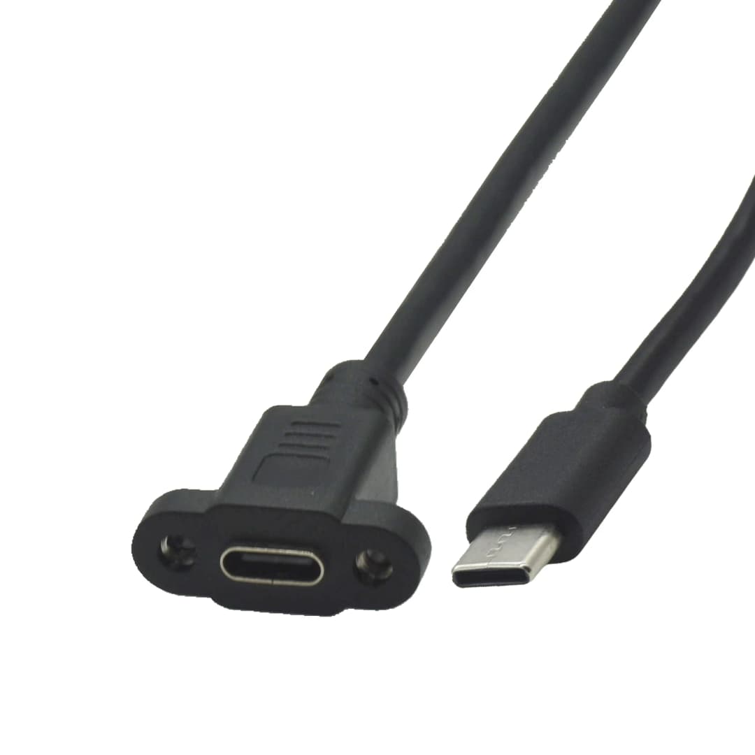 0.2m 0.3m 0.5M 1M Panel Mount Type-C USB-C Male To Female Extension Cable With Screw Hole Lock Connector Cable - 2