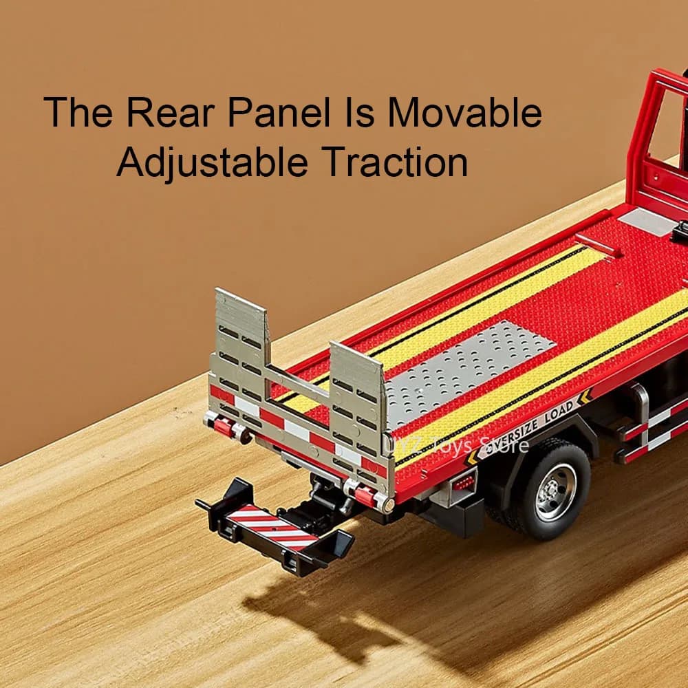 لعبة شاحنة مضخة إسمنت بمقطورة مسطحة كهربائية بمقياس 1:24 من سبائك معدنية مع أبواب تفتح وأصوات وإضاءة، هدية للأولاد - 6