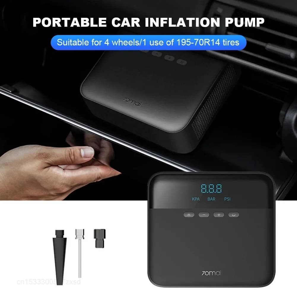 مضخة هواء محمولة 70mai، منفاخ إطارات للسيارات، 12V DC، مضخة إطارات مع ضغط مسبق الدراجات النارية والهوائية - 6