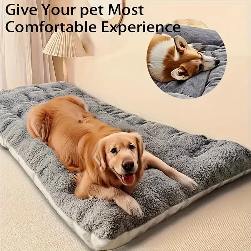 Oversized Plush Dog Cat Bed Sofa Crate Pad Ultra Soft Polyester Pet Mat for All Size Cats Dogs Adorable Rectangle Couch - 2
