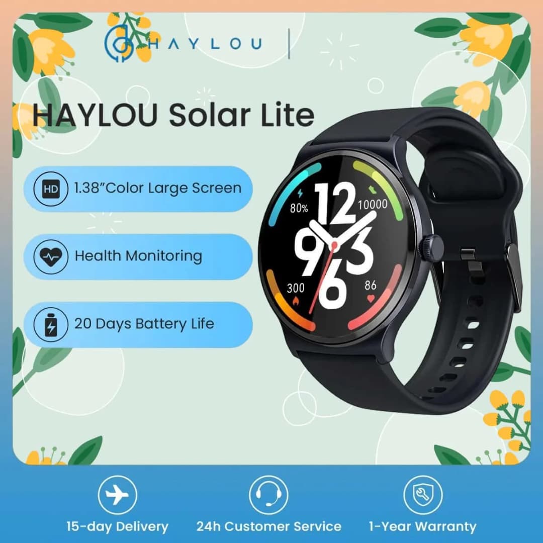 HAYLOU Solar Lite Voice Calling Smart Watch 1.38" HD Screen 24H Health Monitor 100+ Sports Modes 100+ Watch Faces Smartwatch