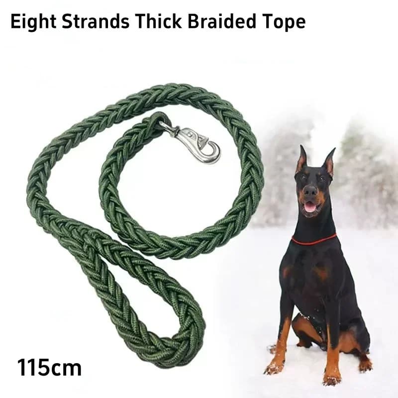 Large Dog Leash Nylon Braided Traction Rope Pet Walking Thick Hand Rope For Bulldog Rottweiler Hound Dogs Accessories - 2
