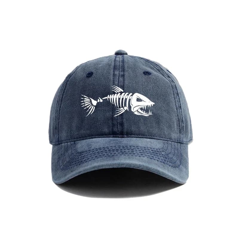Fishbone Baseball Cap Summer Distressed Dad Hats Men Outdoor Fishing Skeleton Fish Bone Caps MZ-496 - 2