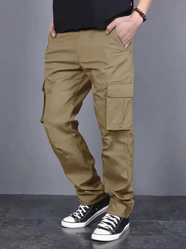 Men's casual multi pocket work pants with loose fit and drawstring waistband suitable for hikingfishingand outdoor exploration - 5