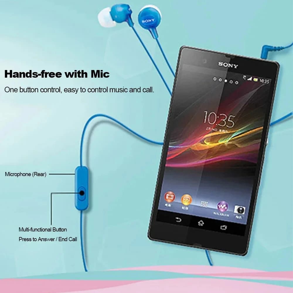 سماعات أذن سلكية أصلية سوني MDR-EX15AP ستيريو HiFi مع إلغاء الضوضاء للألعاب والموسيقى - 4