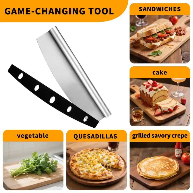 قاطع بيتزا فاخر - شفرة حادة من الفولاذ المقاوم للصدأ ومقبض مريح. آمن لغسالة الصحون للحصول على شرائح مثالية في كل مرة! - 2
