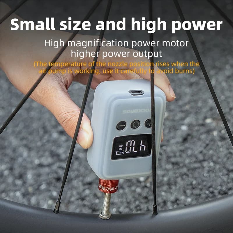 ROCKBROS 150 PSI Portable Pocket Bike Electric Air Pump With Digital Pressure MINI Fast Rechargeable Compressor Tire Inflator - 3