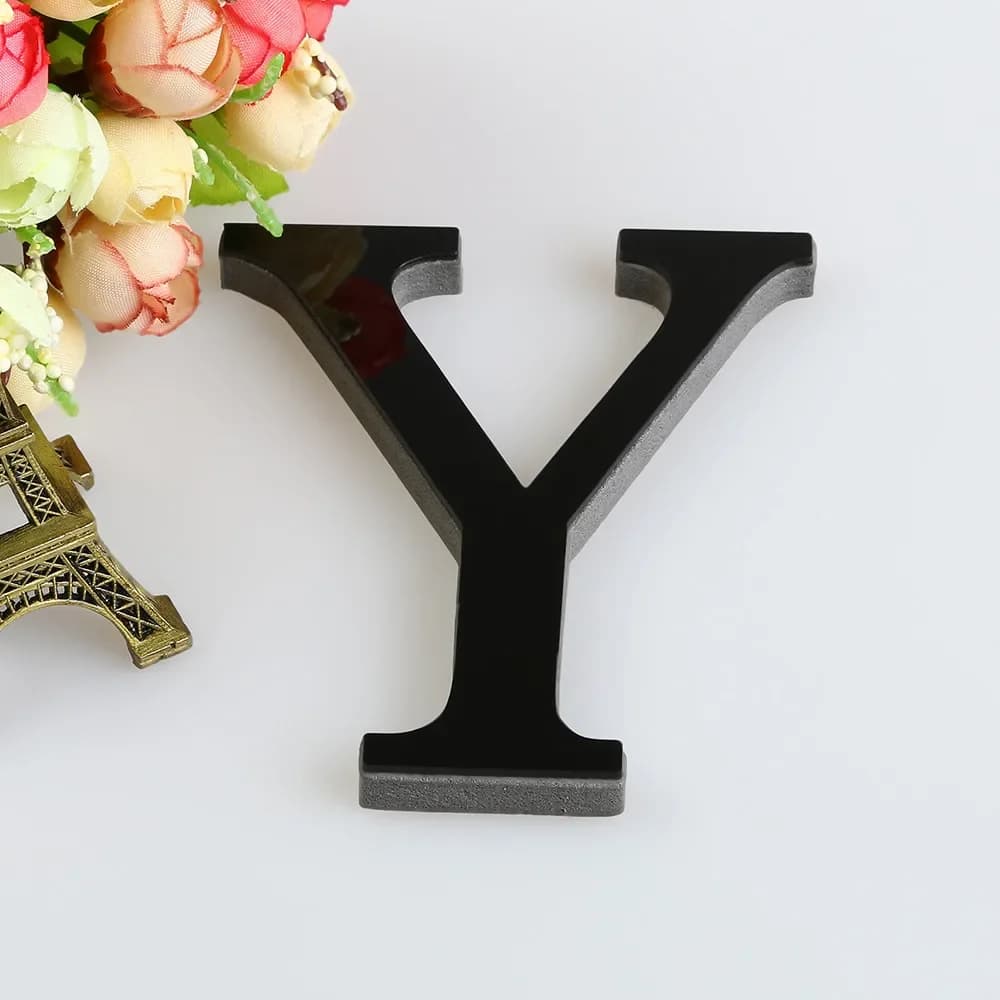 26 Letters DIY 3D Mirror Acrylic Wall Sticker Ornaments Black English Alphabet Decals Home Decor Wall Art Mural Party Decoration - 5