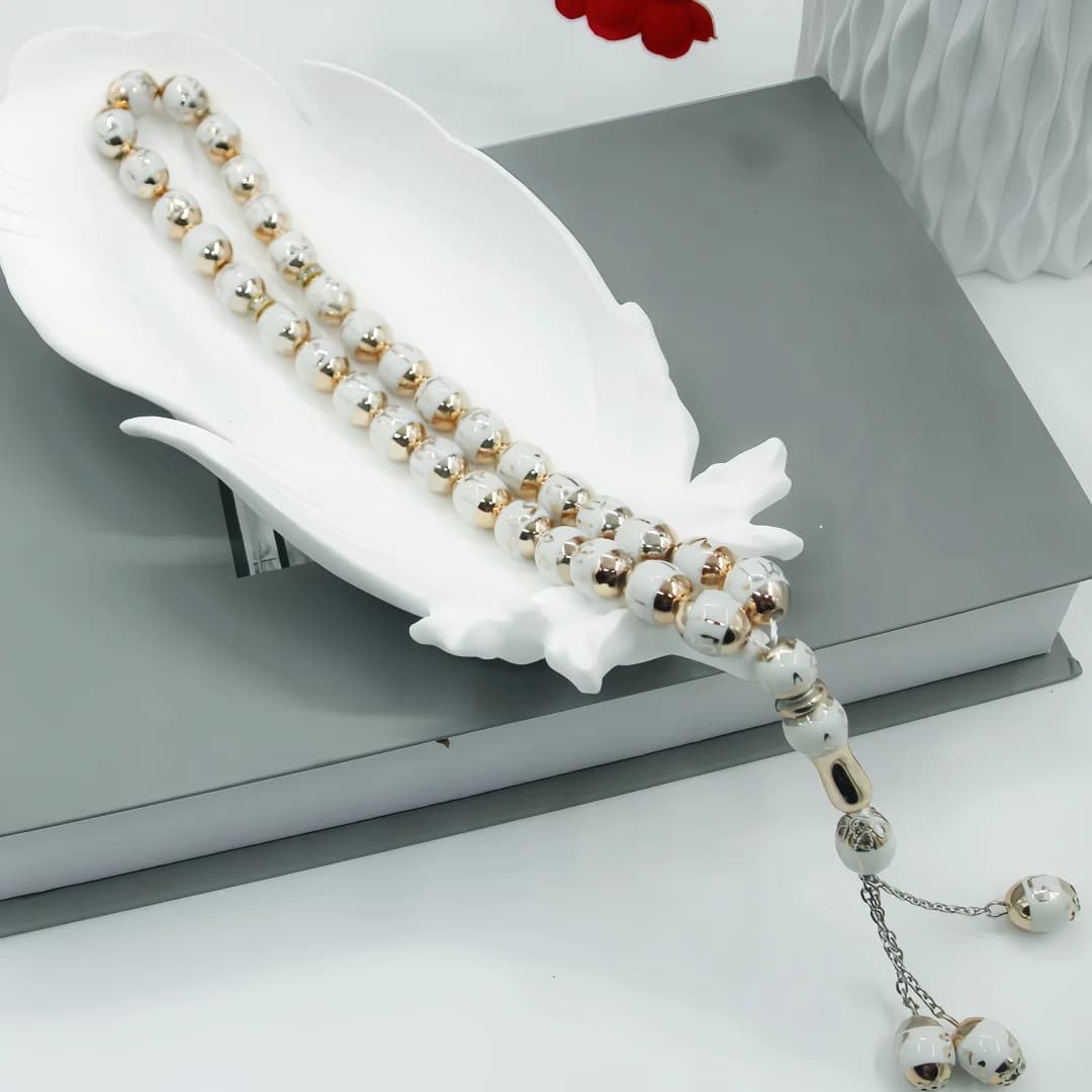 مسبحة صلاة مسلمة 12 ملم 33 حبة مسبحة صلاة مسلمة للجنسين مسبحة كلمات إكسسوارات لوازم العبادة ديكور مسبحة دينية - 2