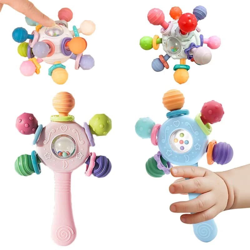 لعبة تطوير الطفل 0 6 12 شهرا كرات عضاضة الطفل الحسية حشرجة الموت ألعاب تعليمية لينة التسنين حشرجة الموت ألعاب للأطفال - 5