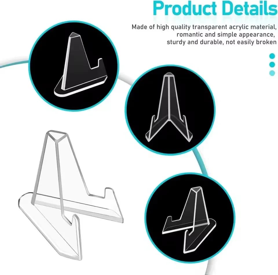 حامل عرض بطاقات مثلث 30-1 قطعة حامل صور مصغر أكريليك حامل صور للأيقونات لأرفف عرض بطاقات التداول الرياضية والعملات - 4