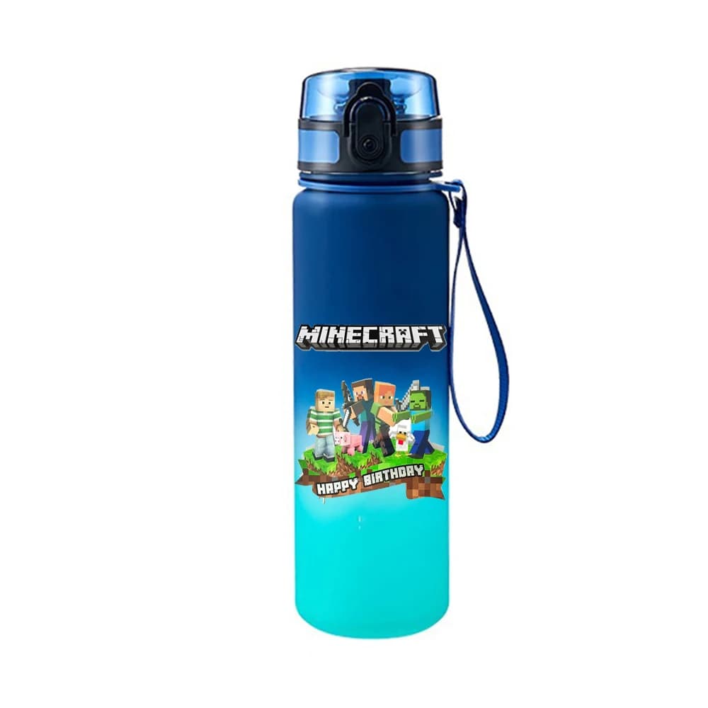 650ML Game MC Pixel Style Water Blue Bottle Portable Water Cup Large Capacity Sports Outdoor Plastic Leak-Proof Water Bottle - 5