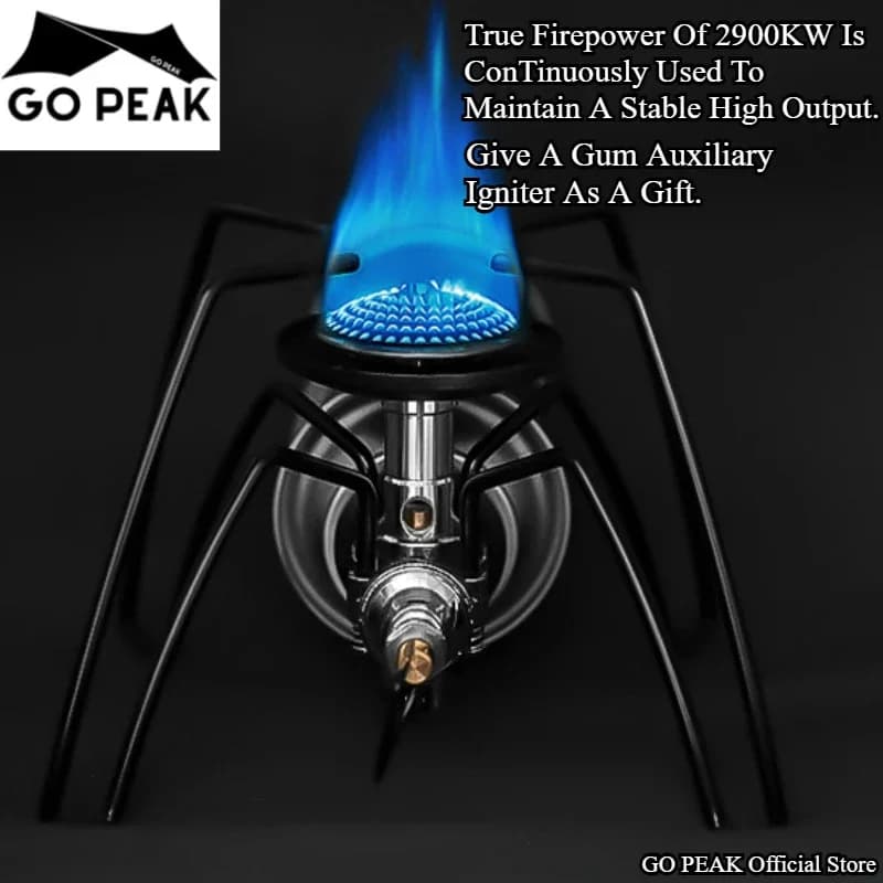 موقد عنكبوت GOPEAK موقد عنكبوت أسود قابل للطي أدوات مائدة للتخييم أدوات مطبخ للتخييم موقد شوي للتخييم موقد غاز - 3