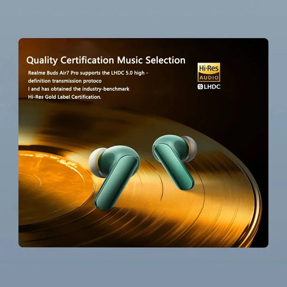 الإصدار العالمي الأصلي realme Buds Air 7 Pro سماعة أذن TWS عزل ضوضاء نشط 53dB LHDC 5.0 بطارية تدوم حتى 48 ساعة - 4
