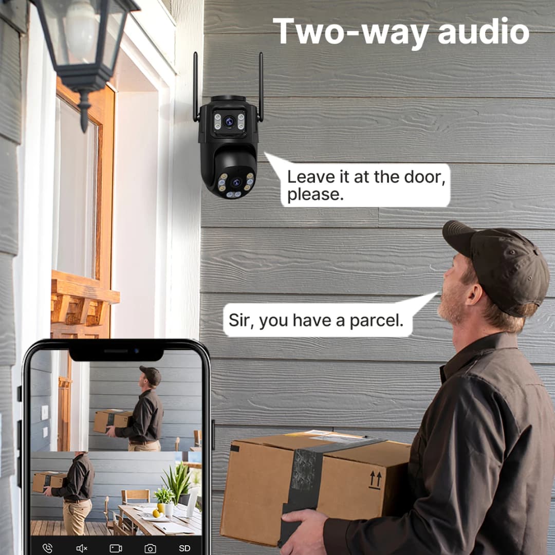 4K 8MP HD Wifi PTZ Camera Outdoor 4MP Dual Lens Dual Screen AI Auto Tracking IP Camera CCTV Audio Video Surveillance P2P iCSee - 6