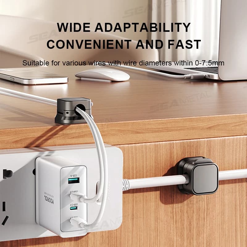 SEAMETAL 10 قطعة حامل كابل مغناطيسي مشبك سلك ذاتي اللصق سحب سلس كابل شحن حارس سلك كليب للسيارة/المنزل/المكتب - 3