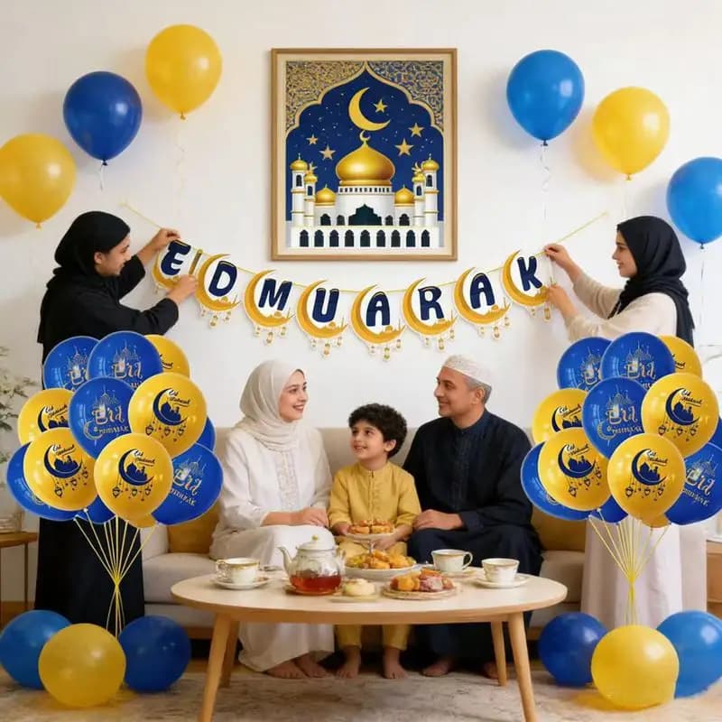 عيد مبارك ليد القمر نجمة قلعة راية بالون رمضان الديكور الإسلام مسلم مهرجان حزب الإمدادات كريم الأضحى الديكور