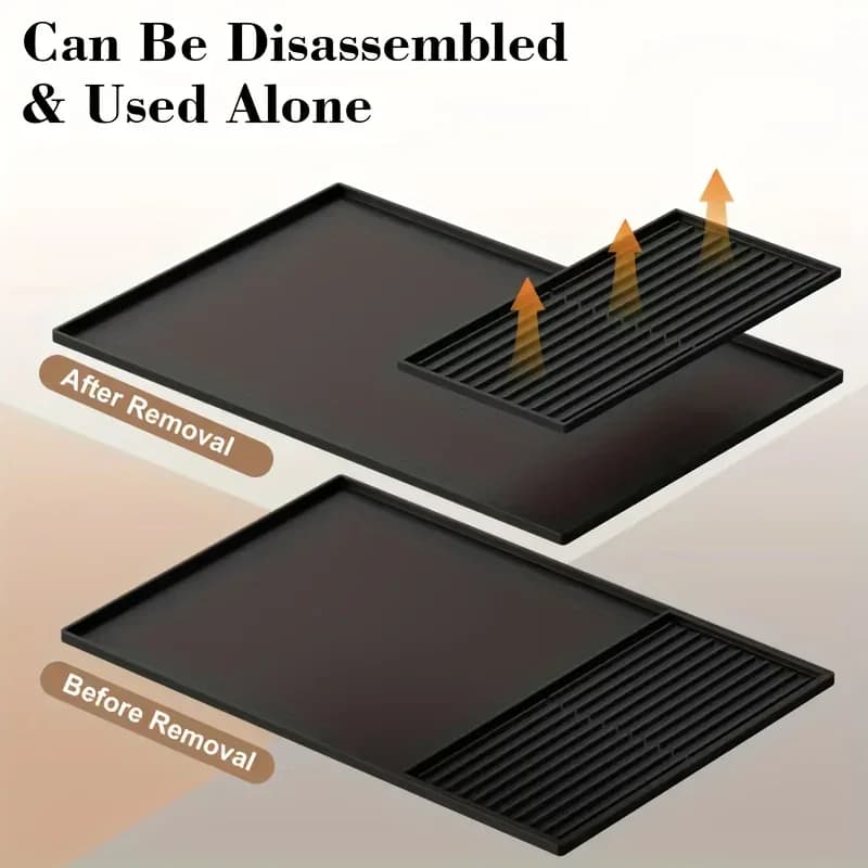 2-in-1 Silicone Coffee Bar Mat - XX-Large Non-Slip Counter Protector (60x40cm) Heat Resistant for Espresso/Cafe/Home Kitchen - 5