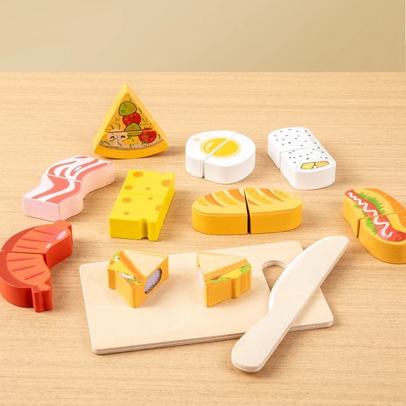 Wooden Kitchen Pretend Toy Simulation Cutting Fruit Food Game Velcro Play Kitchen Accessories Montessori Educational Toy For Kid - 3