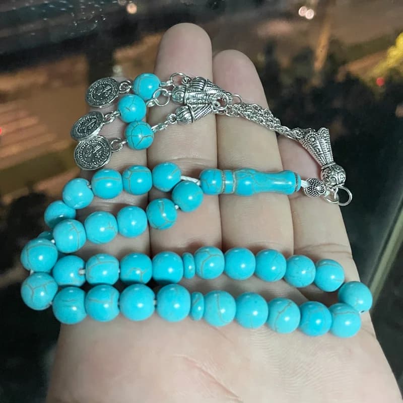 Tasbih bule Turquoise stone 33 prayer beads muslim gift turkish fashion misbaha islamic rosary arabic bracelet - 6