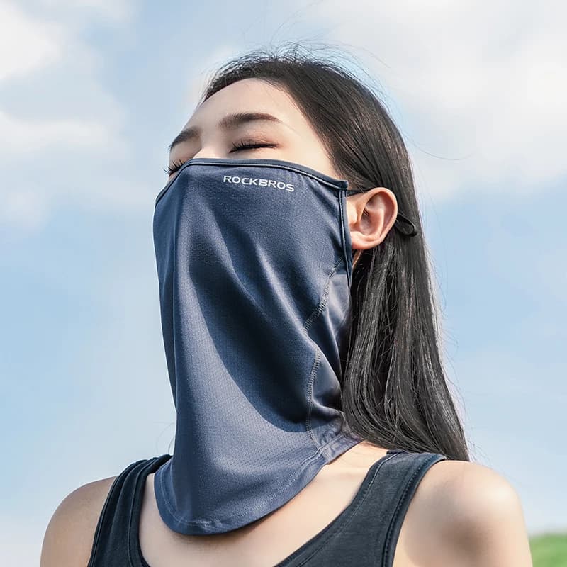 ROCKBROS Summer Ice Silk Cycling Face Mask Breathable Anti-UV  Bike Face Neck Cover Bandana MTB Road Sports Hanging Ear Scarf - 6