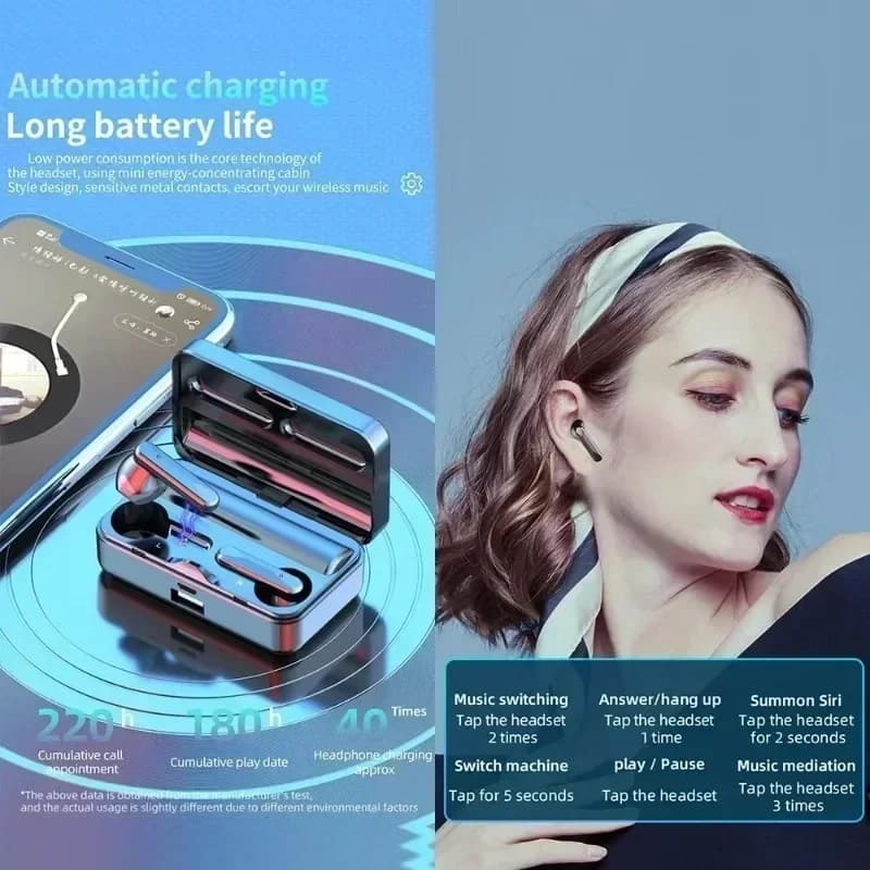 سماعات أذن TWS متوافقة مع البلوتوث ستيريو سماعات رياضية مقاومة للماء لاسلكية تناسب الهواتف الذكية - 6