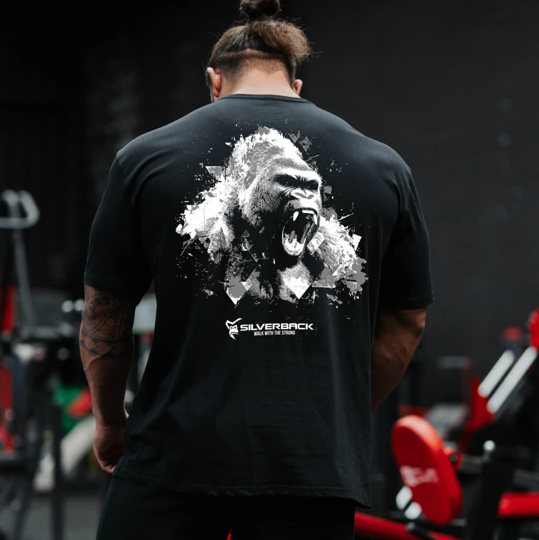 تيشرت فضفاض بأكمام قصيرة من SILVERBACK، ملابس رجالية باردة وقابلة للتنفس لبناء الأجسام والتدريب في الجيم - 3