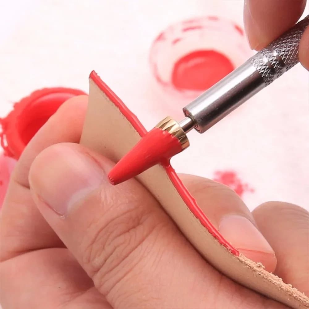 Leather Edge Dye Pen Roller Rotary Applicator Leathercraft DIY Tool Brass Head Edge Painting Burnishing Tool For Craft - 2